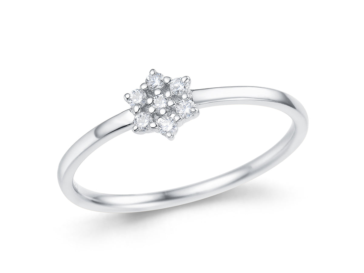 Anillo Maëlle de oro blanco de 18 quilates con rosetón de diamantes | Mua Mua Jewels