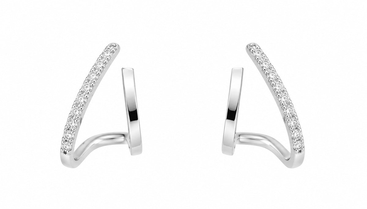 Pendientes de oro blanco de primera ley con diamantes Liora | Mua Mua Jewels