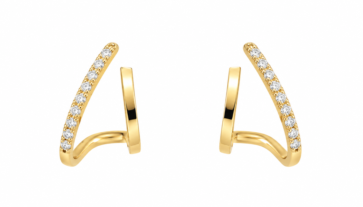 Pendientes de oro amarillo de primera ley con diamantes Liora | Mua Mua Jewels