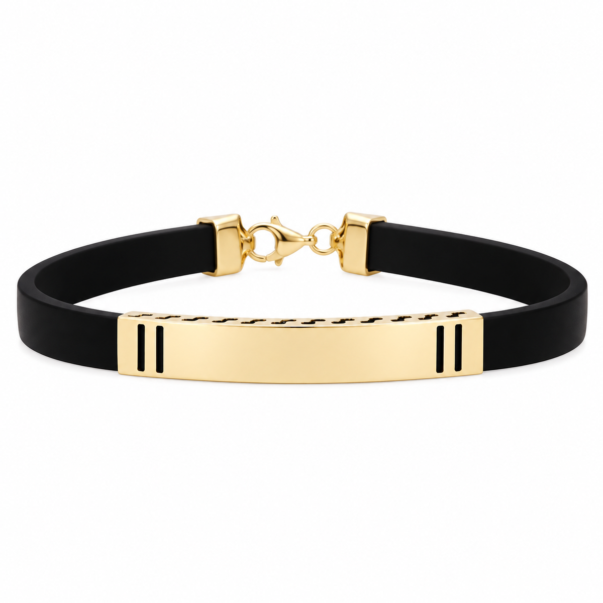 Pulsera de caucho y oro de 18 quilates Nexus para hombre | Mua Mua Jewels