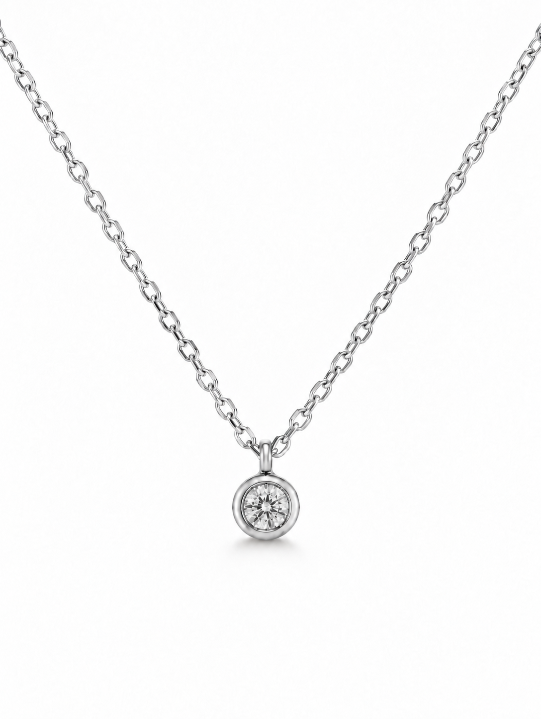 Collar de oro blanco con diamante Dot de 0,05 ct | Mua Mua Jewels