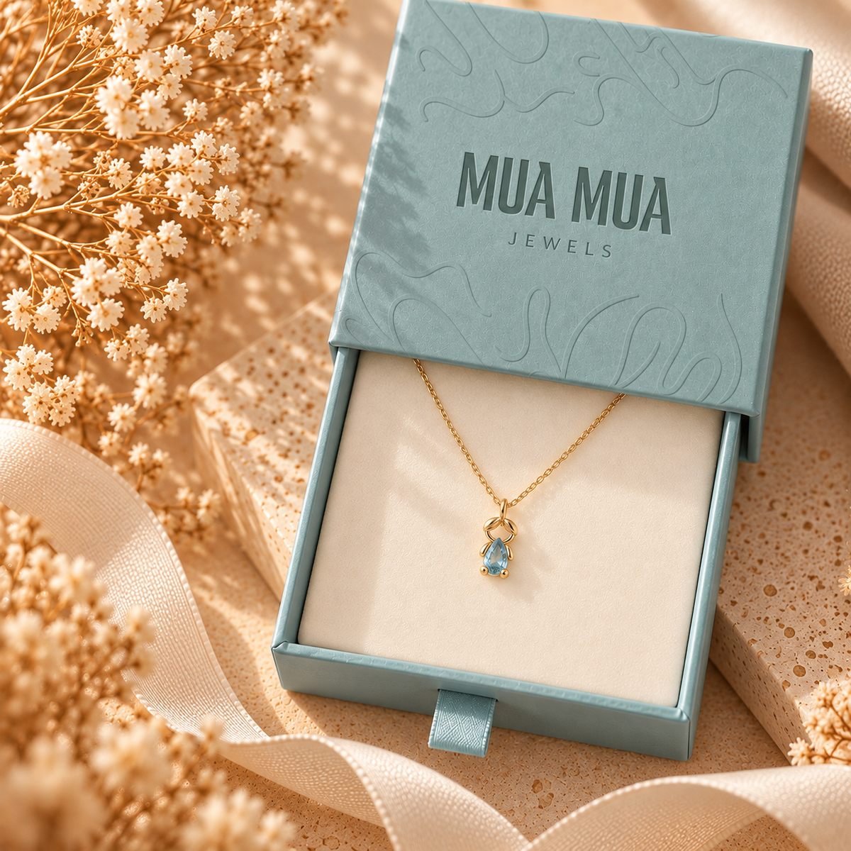 Collar de oro de primera ley con topacio en estuche de regalo | Mua Mua Jewels