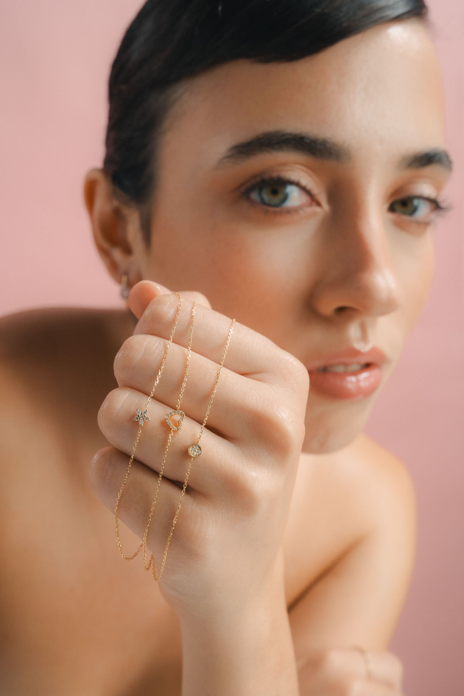 Pulsera de oro de primera ley con diamantes Four