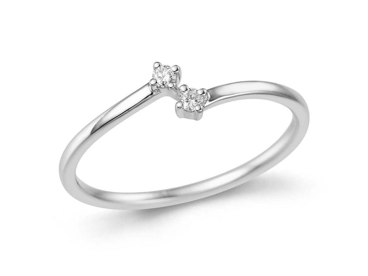 Anillo Lien de oro blanco de 18 quilates con dos diamantes | Mua Mua Jewels