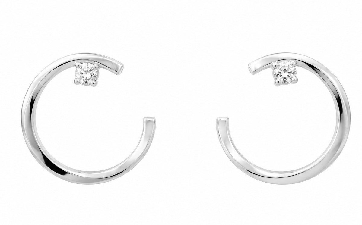 Pendientes de oro blanco de primera ley con diamantes Eira | Mua Mua Jewels