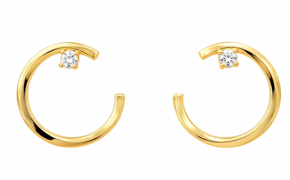 Pendientes de oro amarillo de primera ley con diamantes Eira | Mua Mua Jewels
