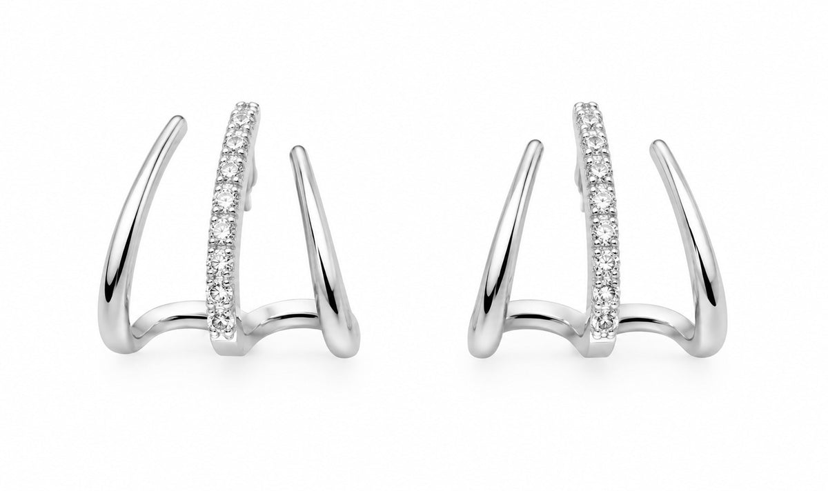 Pendientes de oro blanco de primera ley con diamantes Aster | Mua Mua Jewels