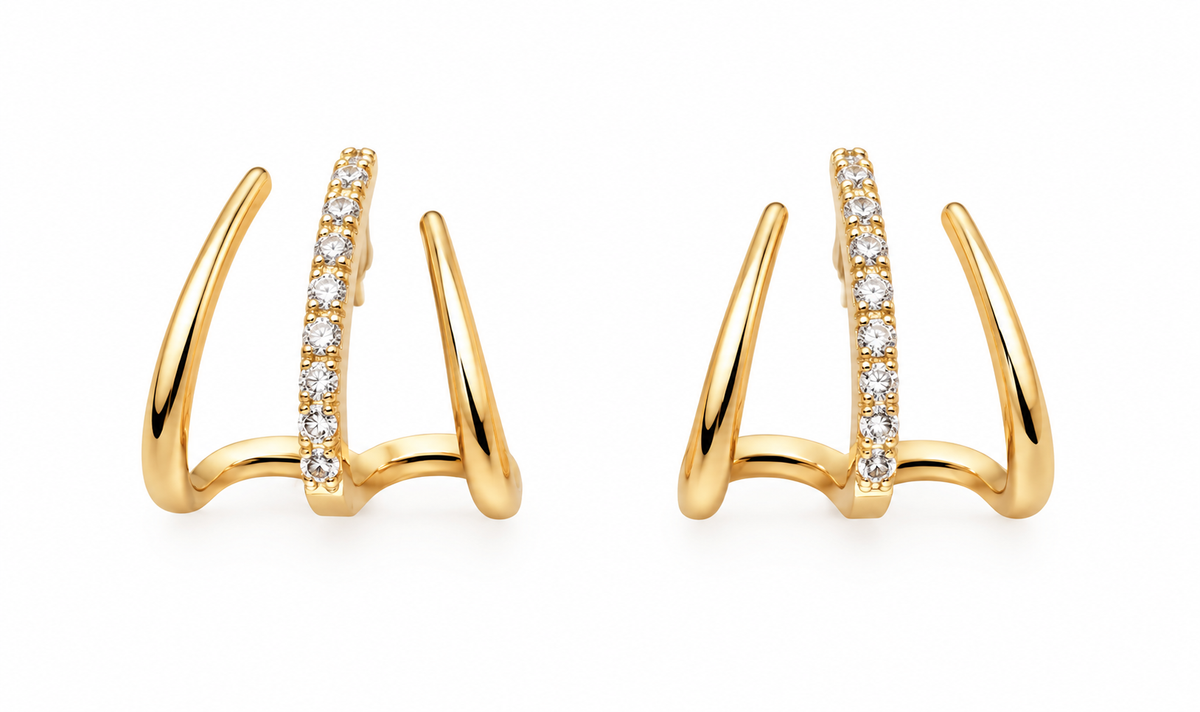 Pendientes de oro amarillo de primera ley con diamantes Aster | Mua Mua Jewels